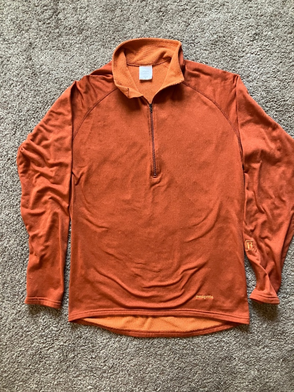 Men’s Patagonia Polaris Fleece Base Layer | Orange 3/4 Zip | Size M | Made in US